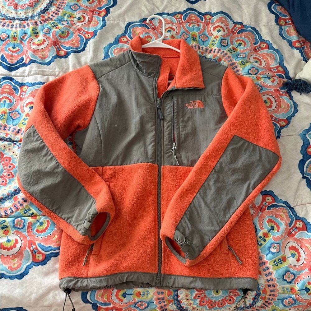 The North Face Vibrant Orange and Gray Puffer Jacket